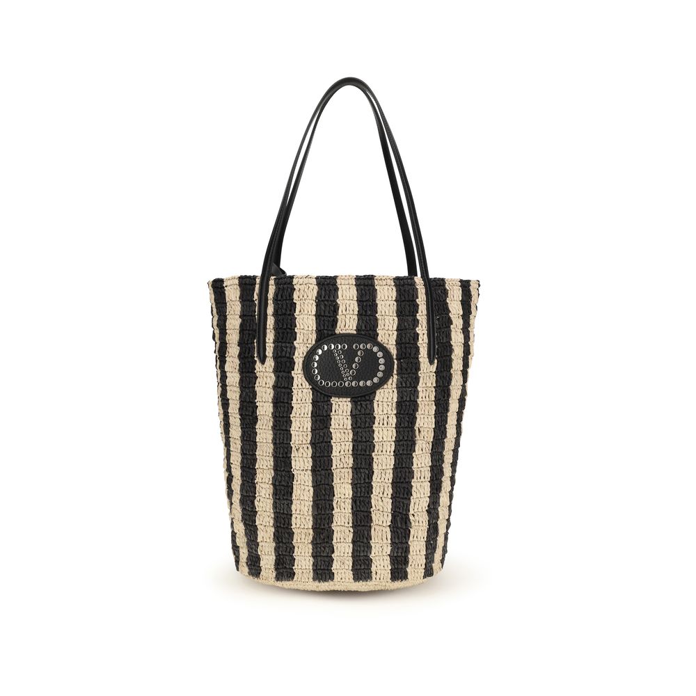 Striped Raffia Bag