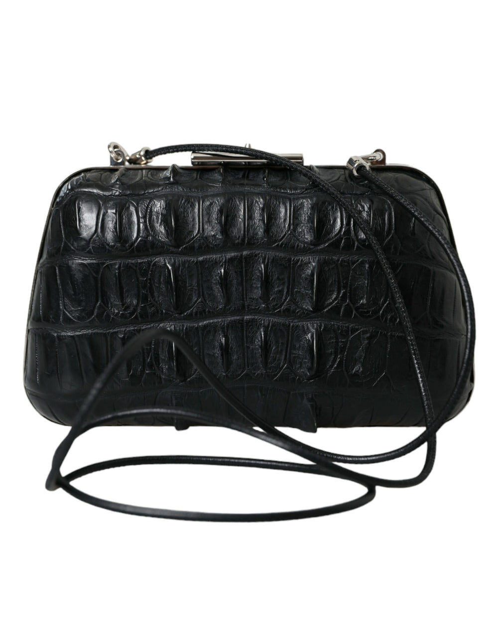 Black Crocodile Leather Bag