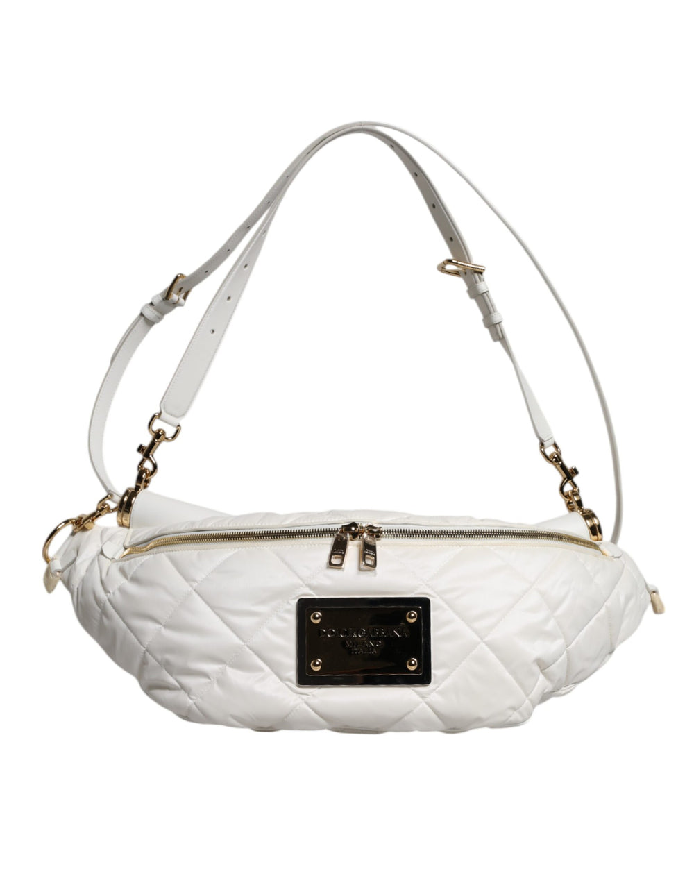 White Quilted Belt Bag